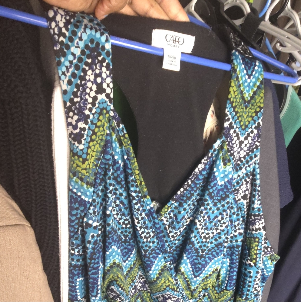Cato Vibrant Blue and Green Chevron Dress